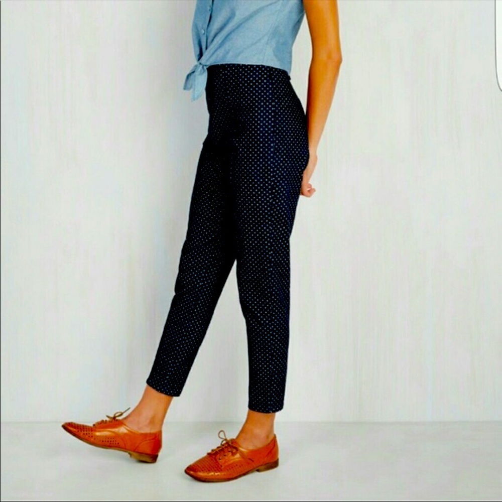 ModCloth polka dot cigarette leg stretchy trouser